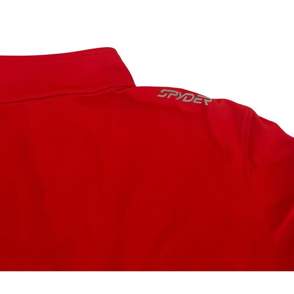 Spyder Mens Quarter Zip Short Jumper Medium Solid Red Pullover Long Sleeve - Picture 7 of 9